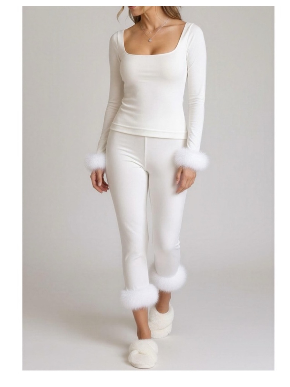 Sleeper White Feather Trim Set Small Bridal Pajamas Removable Feathers
